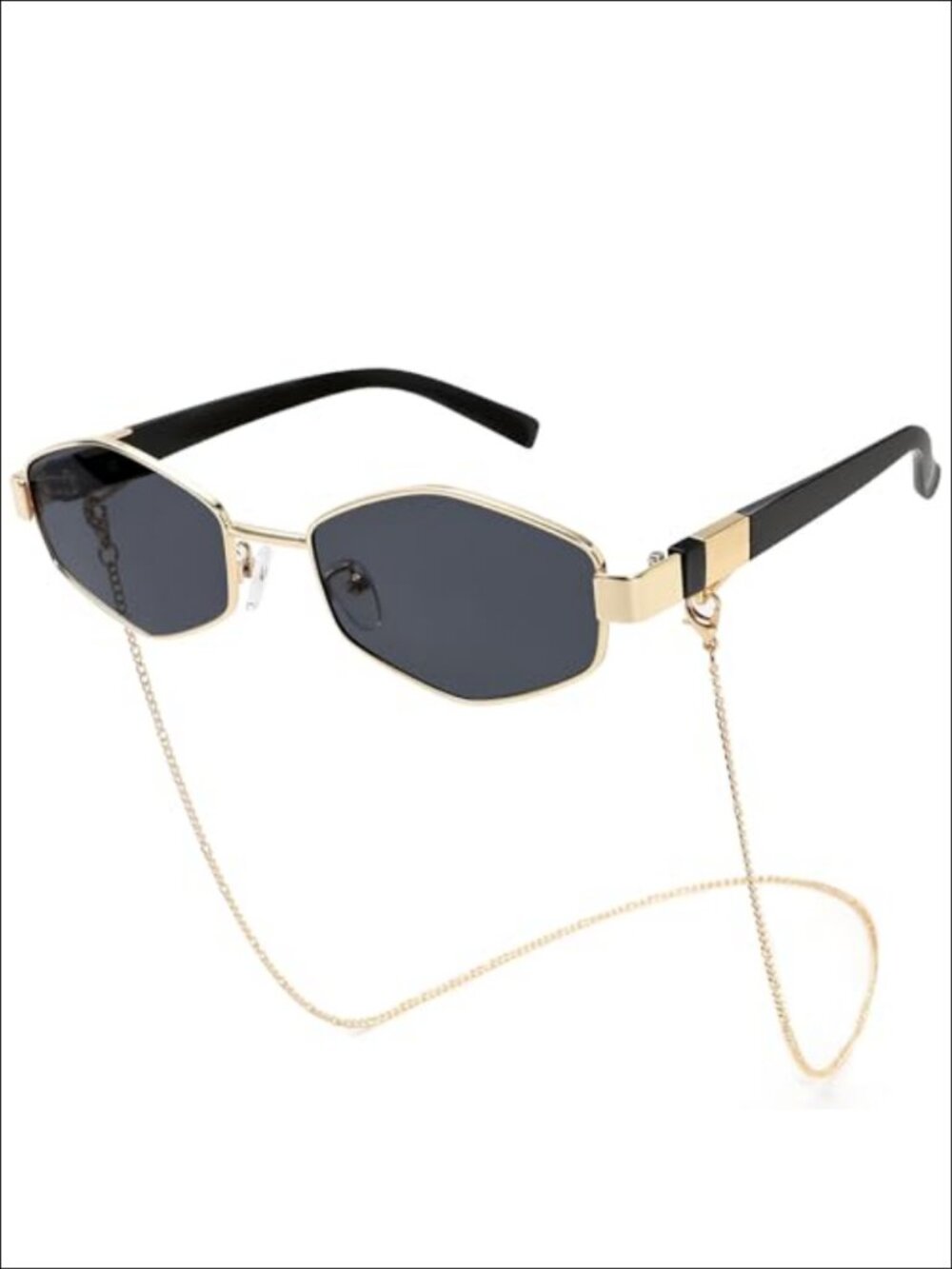 Hexagon Retro Sunglasses with Chain Full-Frame Festival Eyewear